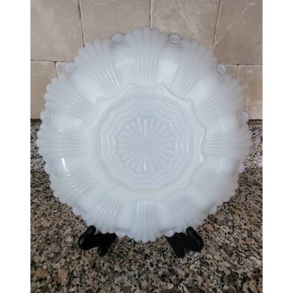 Anchor Hocking Fire King Milk White Deviled Egg Plate with Gold Trim - Picture 2 of 5